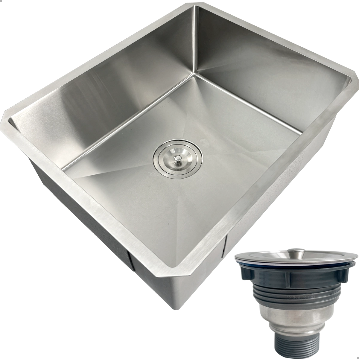 Cuba Inox Gourmet 50x40 Cm Quadrada De Embutir Bancada E Valvula Higiênica 4 1/2 Com Cesto