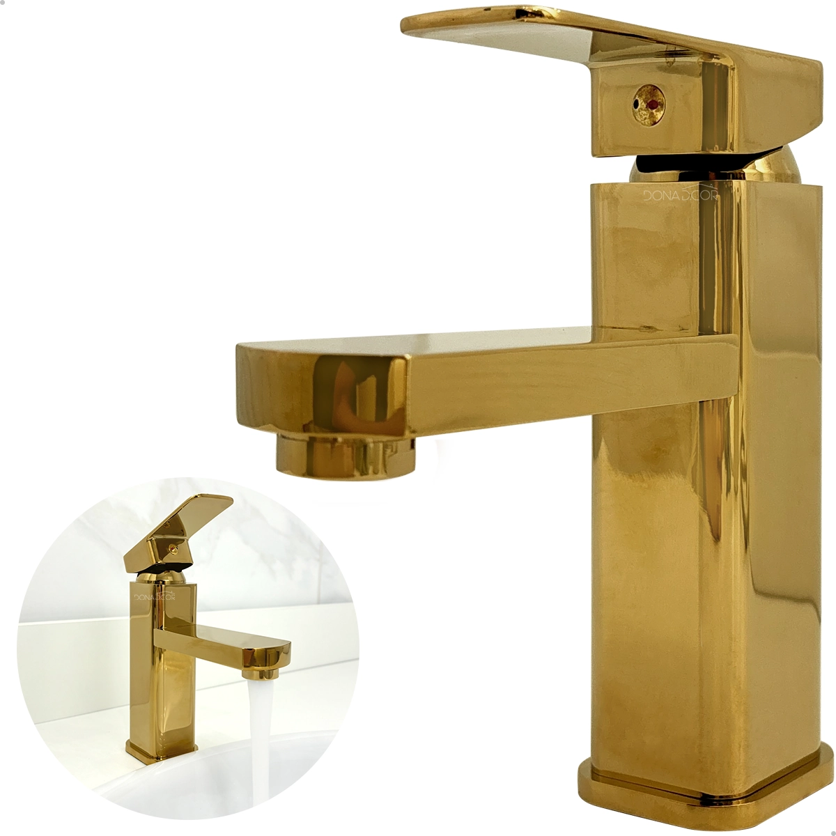 Torneira Pia Banheiro Dourada Bica Baixa Monocomando Misturador Quente Frio Inox 304 Cuba Lavatório