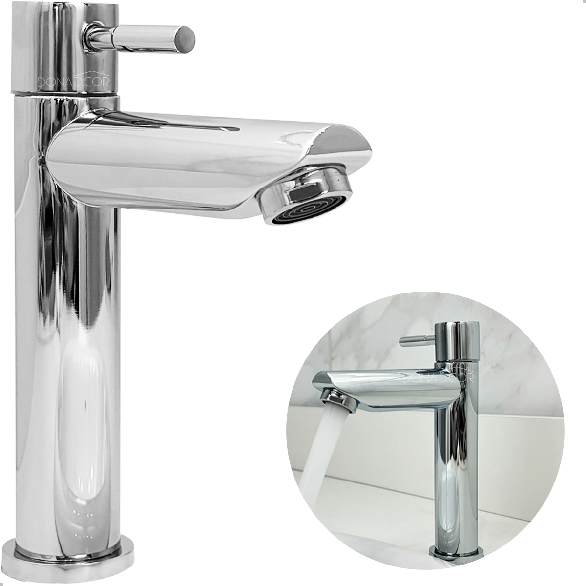 Torneira Bica Baixa Inox Cromado Pia Banheiro Água Fria 1/4 De Volta Torneira Lavatório Bancada