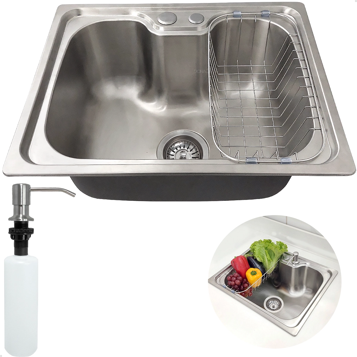 Cuba Inox Escovado 50x40 Pia Cozinha Gourmet Com Cesto Escorredor E Porta Detergente 350ml Embutir