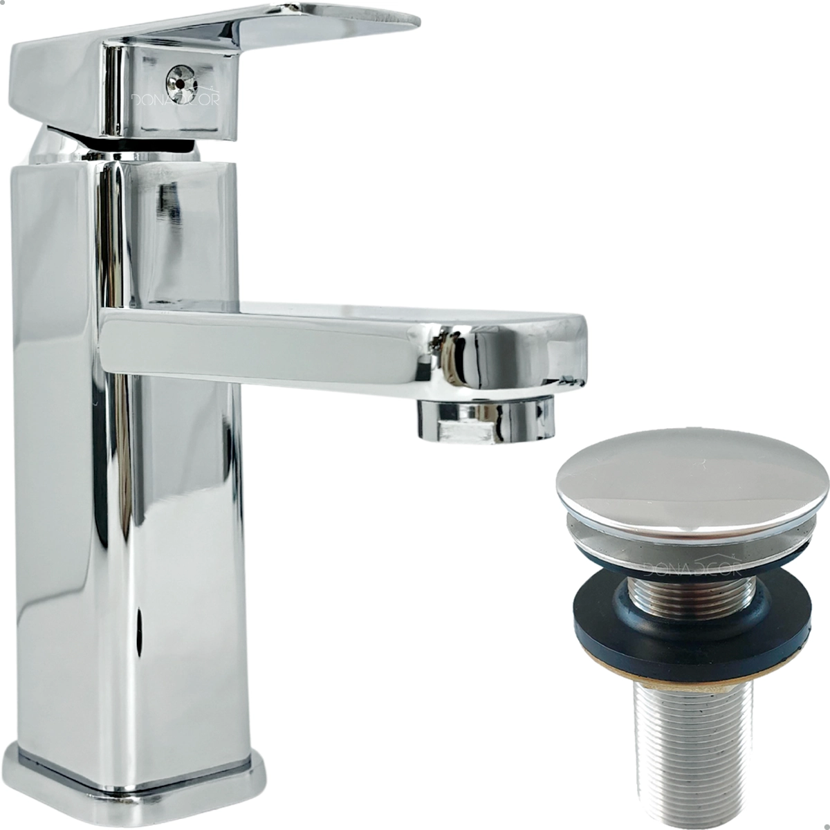 Kit Torneira Banheiro Cromada Bica Baixa E Válvula Click 7/8 Aço Inox Pia Misturador Monocomando