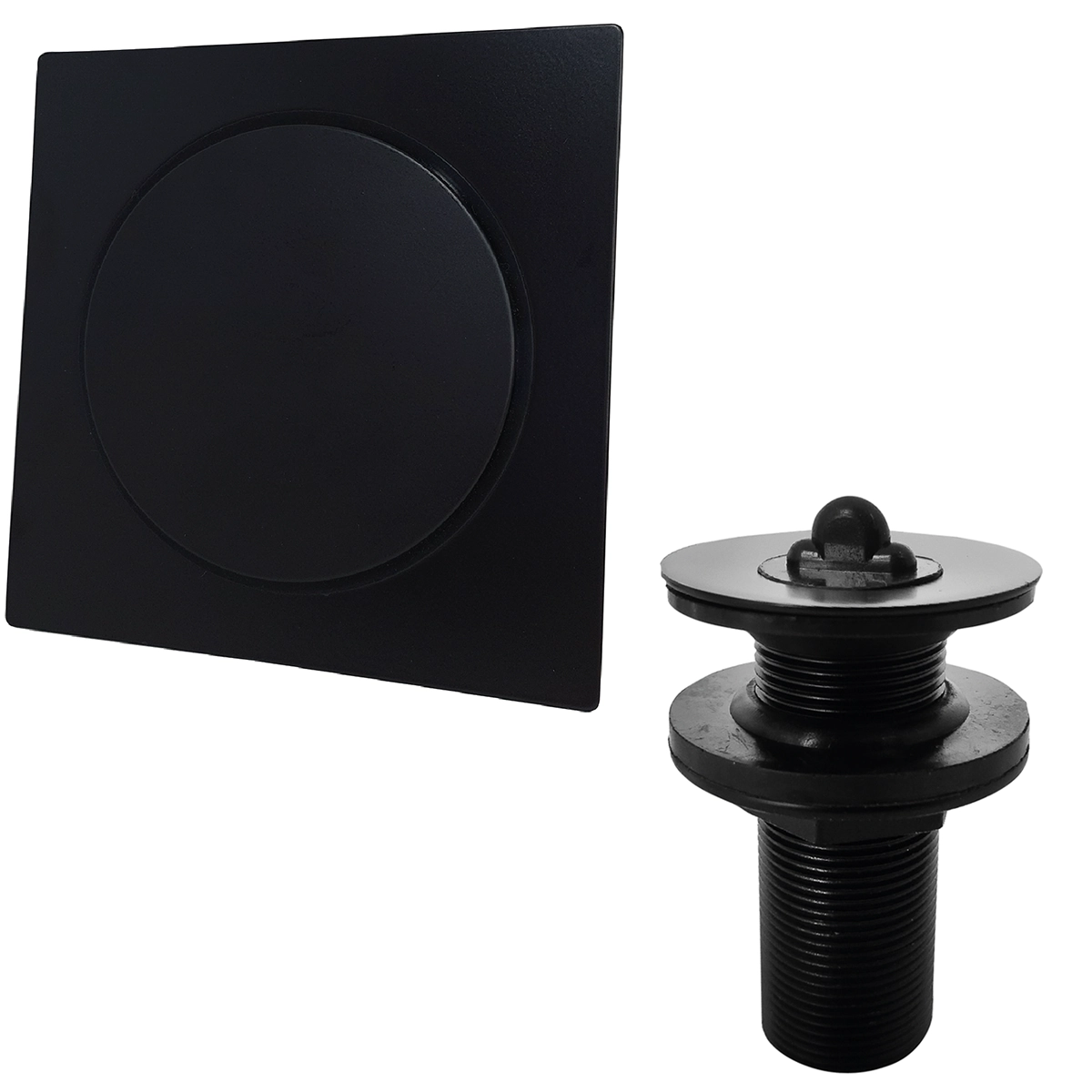 Ralo Click 15cm E Válvula Lavatório 7/8 Aço Inox Preto Fosco Kit Escoamento Banheiro Ralo Pia Inteligente 30mm