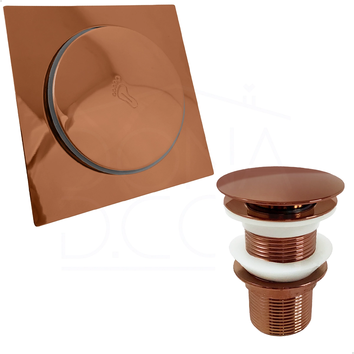 Ralo Click 15x15 Rose Gold Inox Valvula Ralo De Pia 1 1/4 Kit Banheiro Luxo Ralo Quadrado 15cm Valvula Click