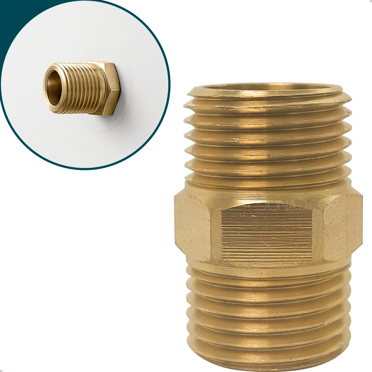 Niple Sextavado 1/2 Polegada Latão Rosca Macho Conector Hidráulico Adaptador Niple Duplo BSP