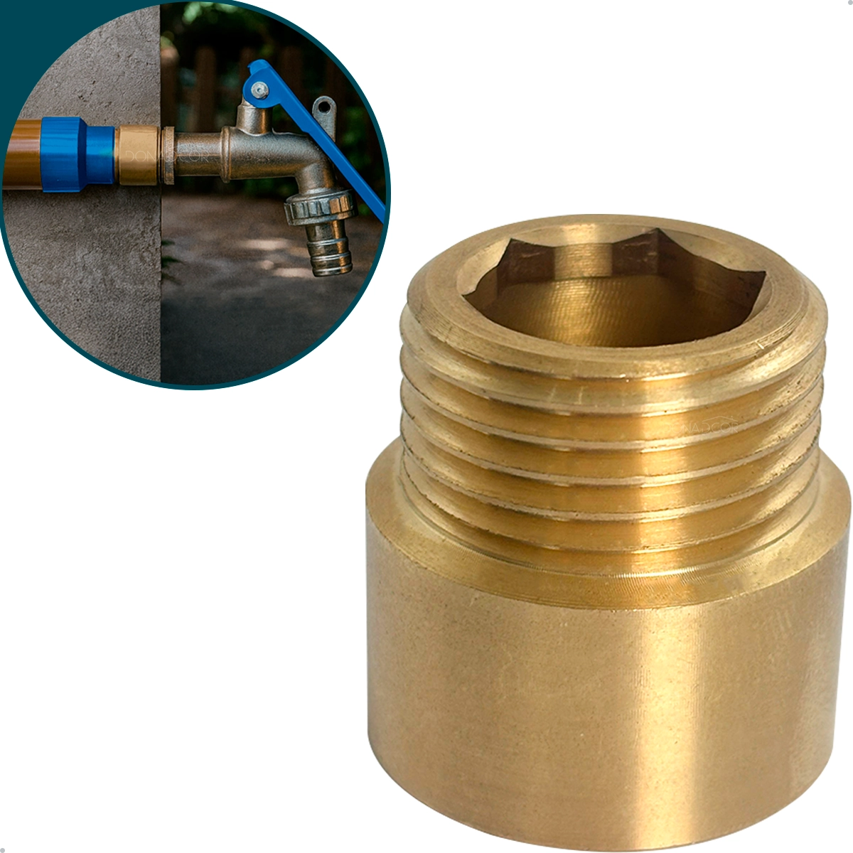 Extensor Mini 13mm Conexão 1/2 Pol Latão Sextavado Interno Alongador Curto Prolonga 13mm Ponto Dagua