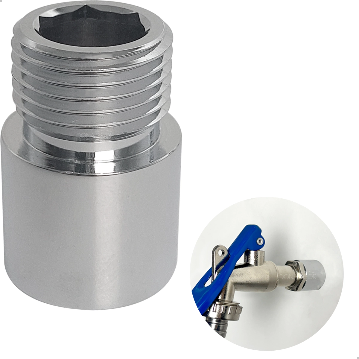 Extensor Curto 20mm Conexão 1/2 Pol Latão Cromado Sextavado Interno Alongador Instalação Hidráulica