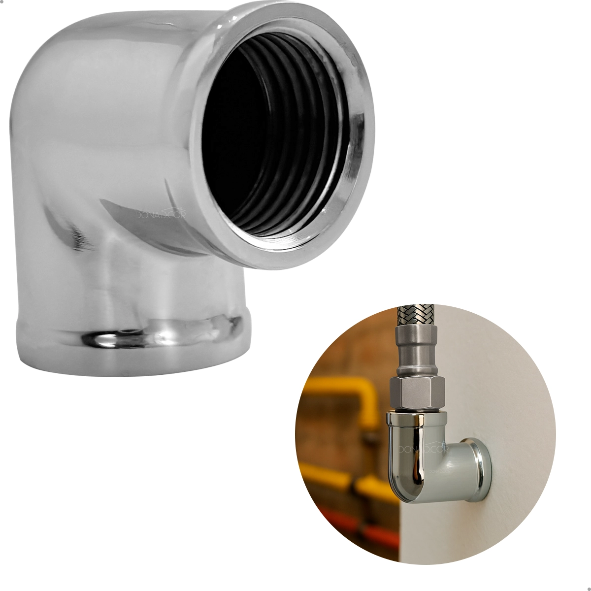 Joelho Cotovelo 1/2 Pol Curva Metal Cromado Rosca Femea X Femea Interna Latão Conexão Hidraulica Bsp