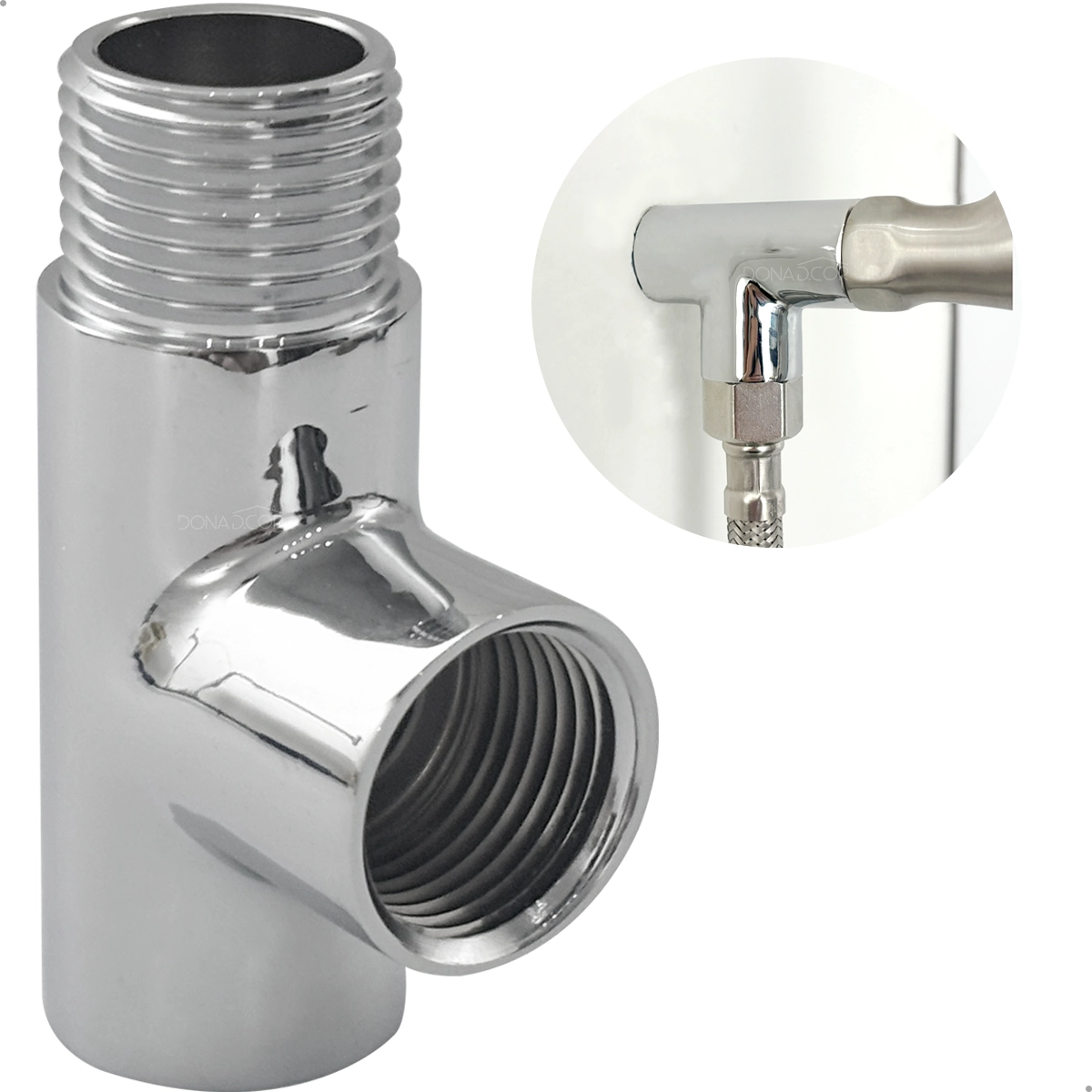 Desviador Metal Cromado 1/2 Pol Adaptador Junção União T Rosca Macho Fêmea Femea Conexão Hidraulica