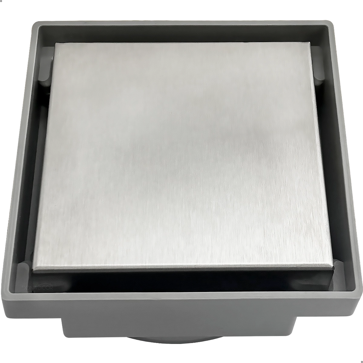 Ralo Oculto 10x10 Tampa Inox Escovado Invisível Ou Aplicação Piso Porcelanato Ralo Seca Box Cinza