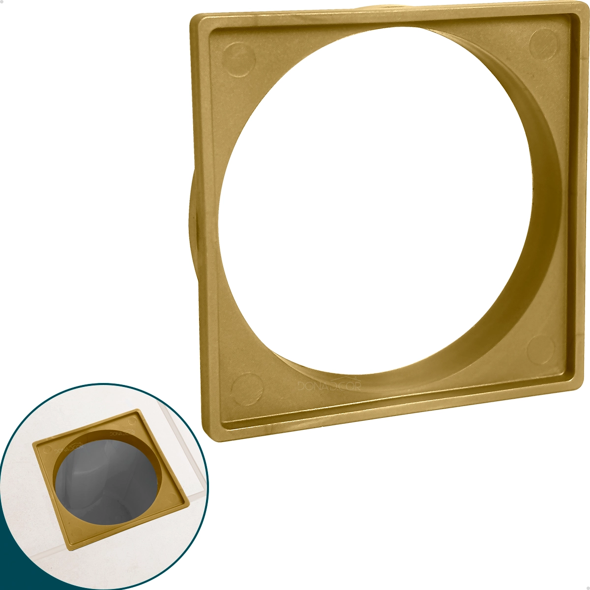 Porta Grelha Abs 10x10 Dourado Suporte Para Ralo Quadrado Porta Ralo De Plástico Caixilho 10cm Gold