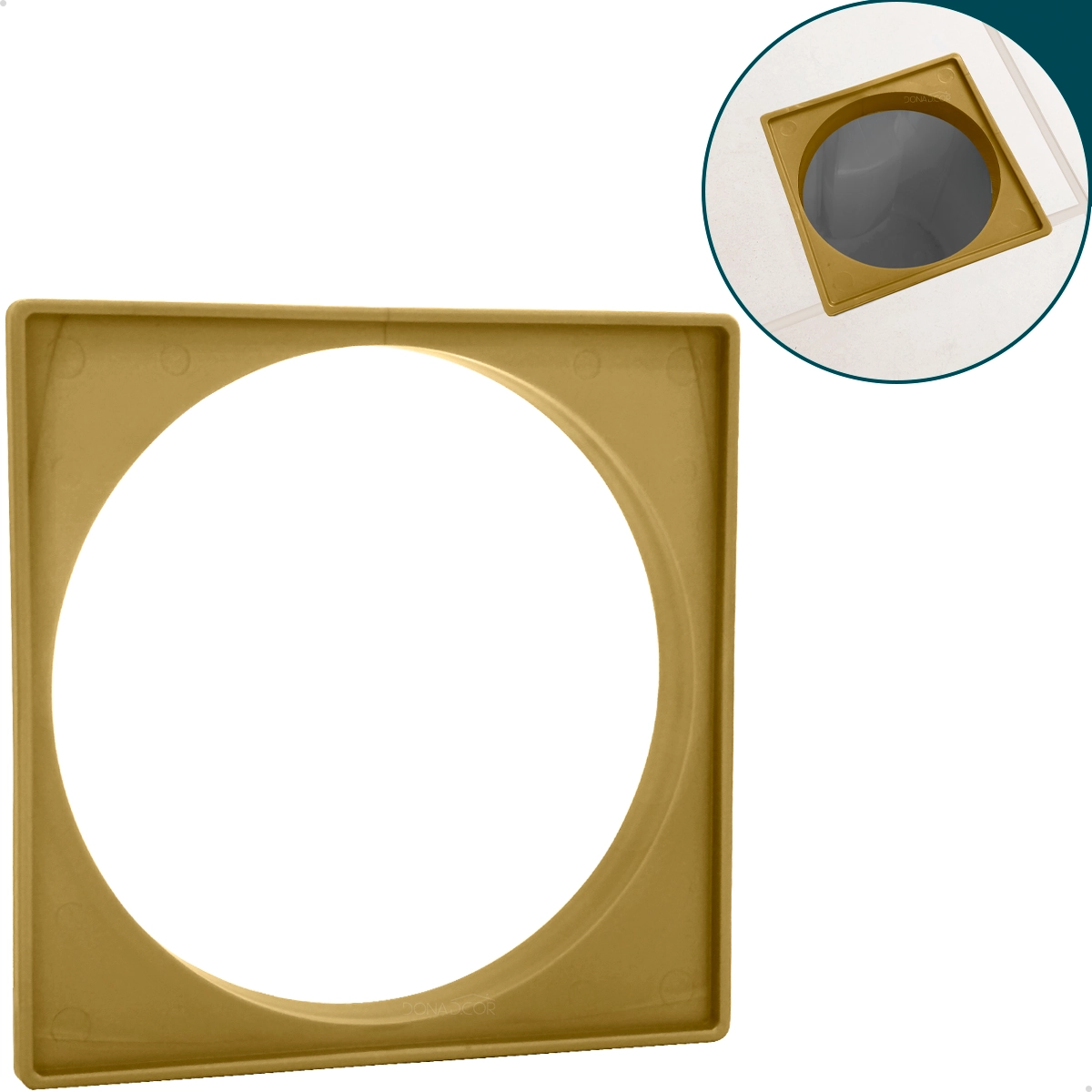 Porta Grelha Abs 15x15 Dourado Suporte Para Ralo Quadrado Porta Ralo De Plástico Caixilho 15cm Gold