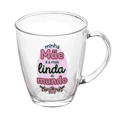 Caneca Vidro Mae Estampada 380ml 88047 Kehome