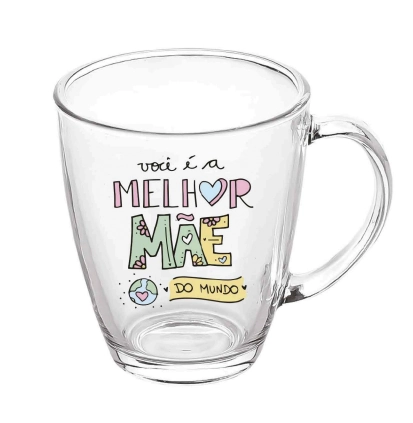 Caneca Vidro Mae Estampada 380ml 88049 Kehome