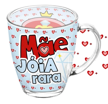 Caneca Vidro Mae Estampada 380ml 88112 Kehome