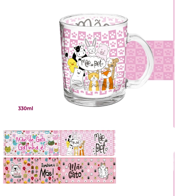 Caneca Vidro Mae Estampada 330ml 88116 Kehome