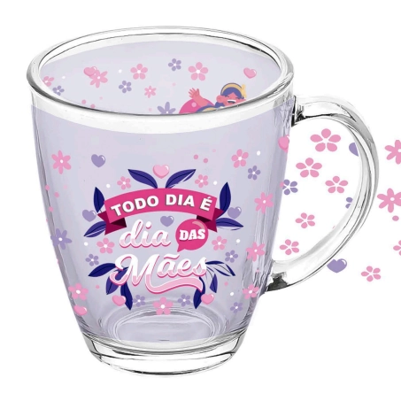 Caneca Vidro Mae Estampada 380ml 88111 Kehome