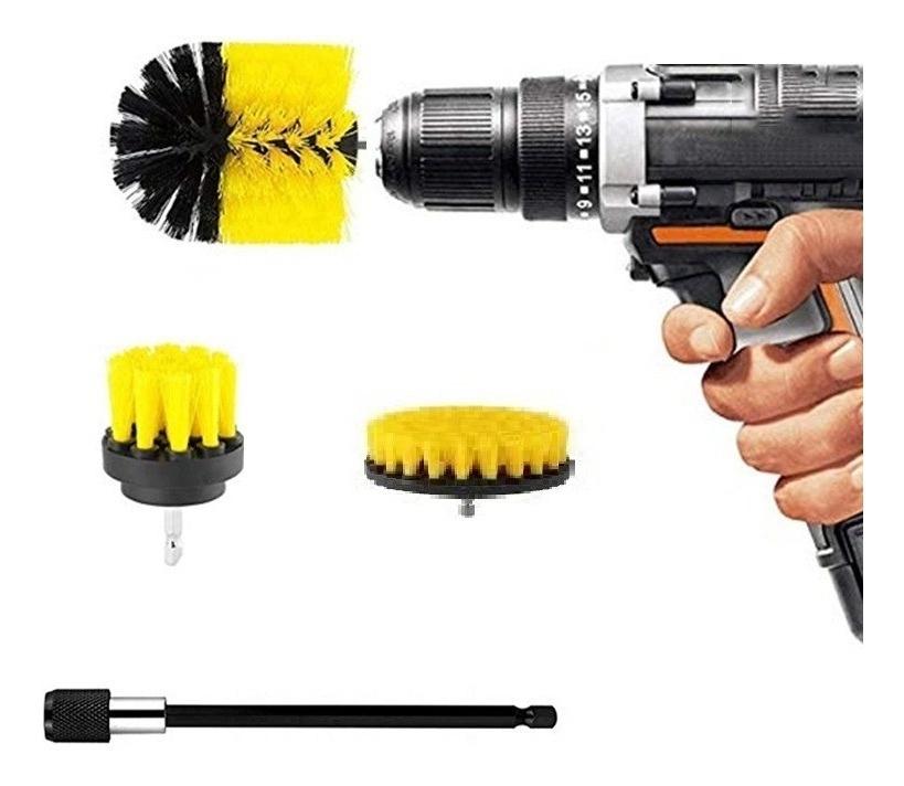 Kit Jogo De Escova Para Limpeza Carro  Cozinha/furadeira 4 Peças