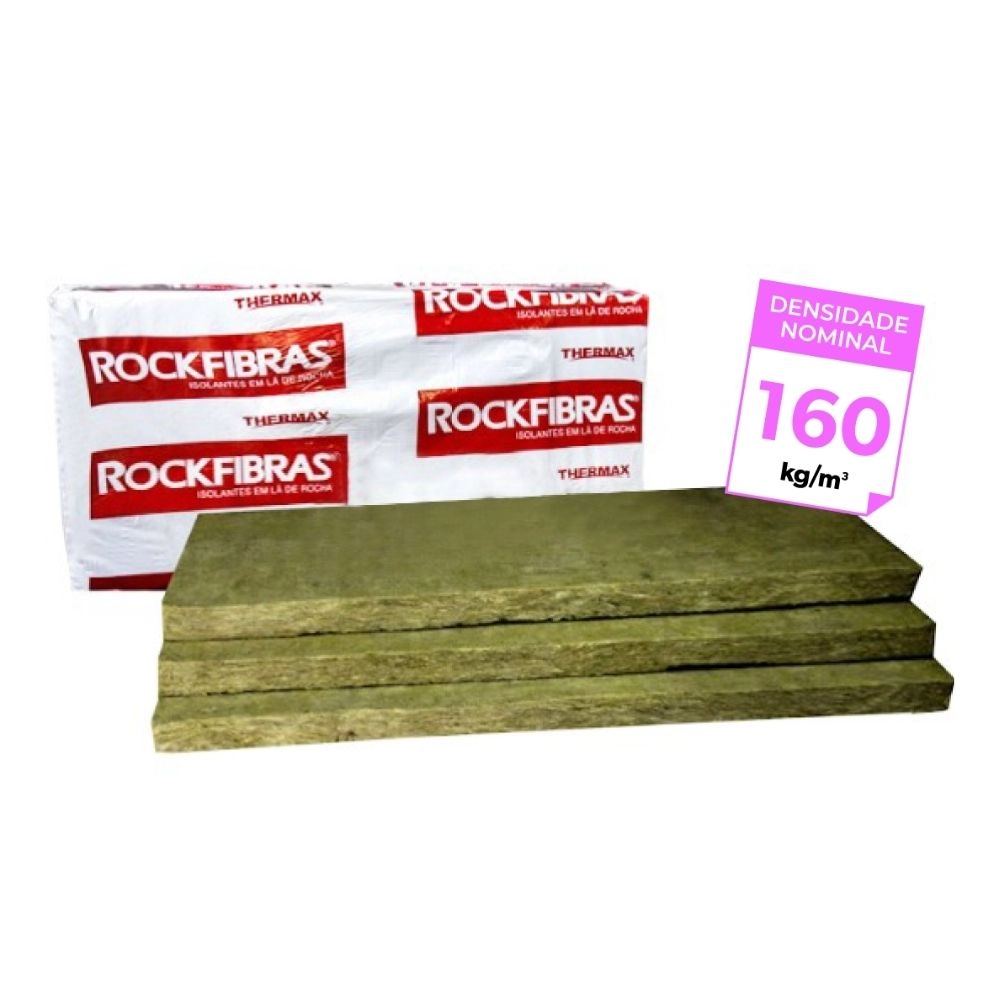Placa Lã De Rocha Padrão 1200 X 600 X 51 Mm - 160kg/m3 - 4 Unidades 2,88m2