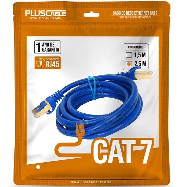 Cabo De Rede Cat.7 2.5m Cat725bl Azul Patch Cord Plus Cable