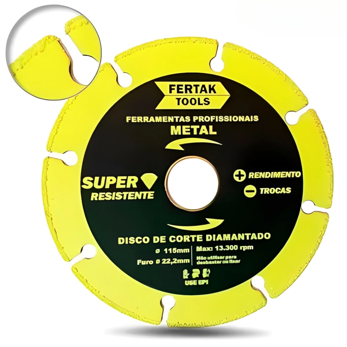 Disco De Corte Para Metal Diamantado Segmentado 115x22mm | Fertak