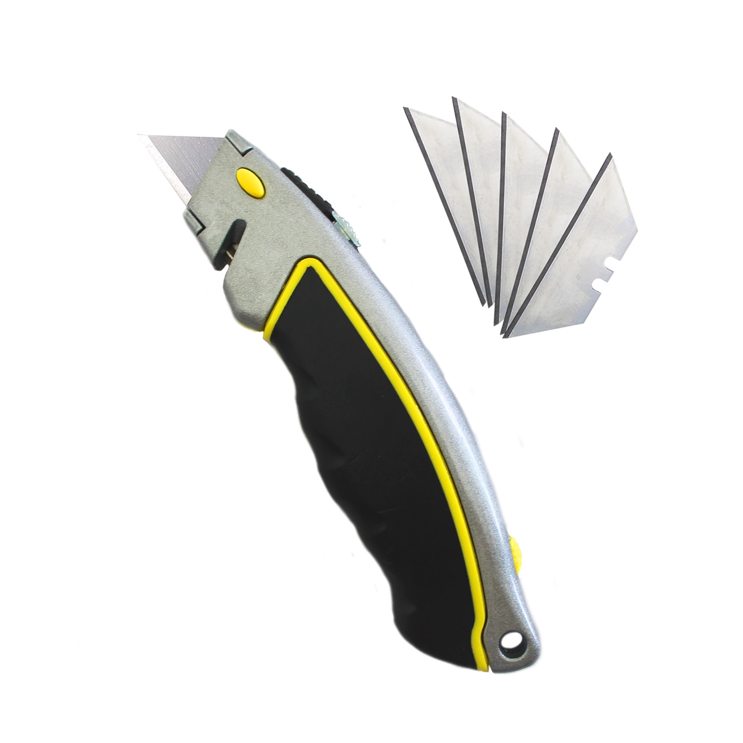 Estilete Metal Emborrachado Trapezoidal 18mm Com 5 Lâminas