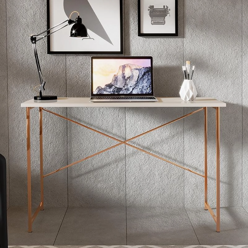 Escrivaninha Steel 76 Cm Estilo Industrial Com Pés Em Aço