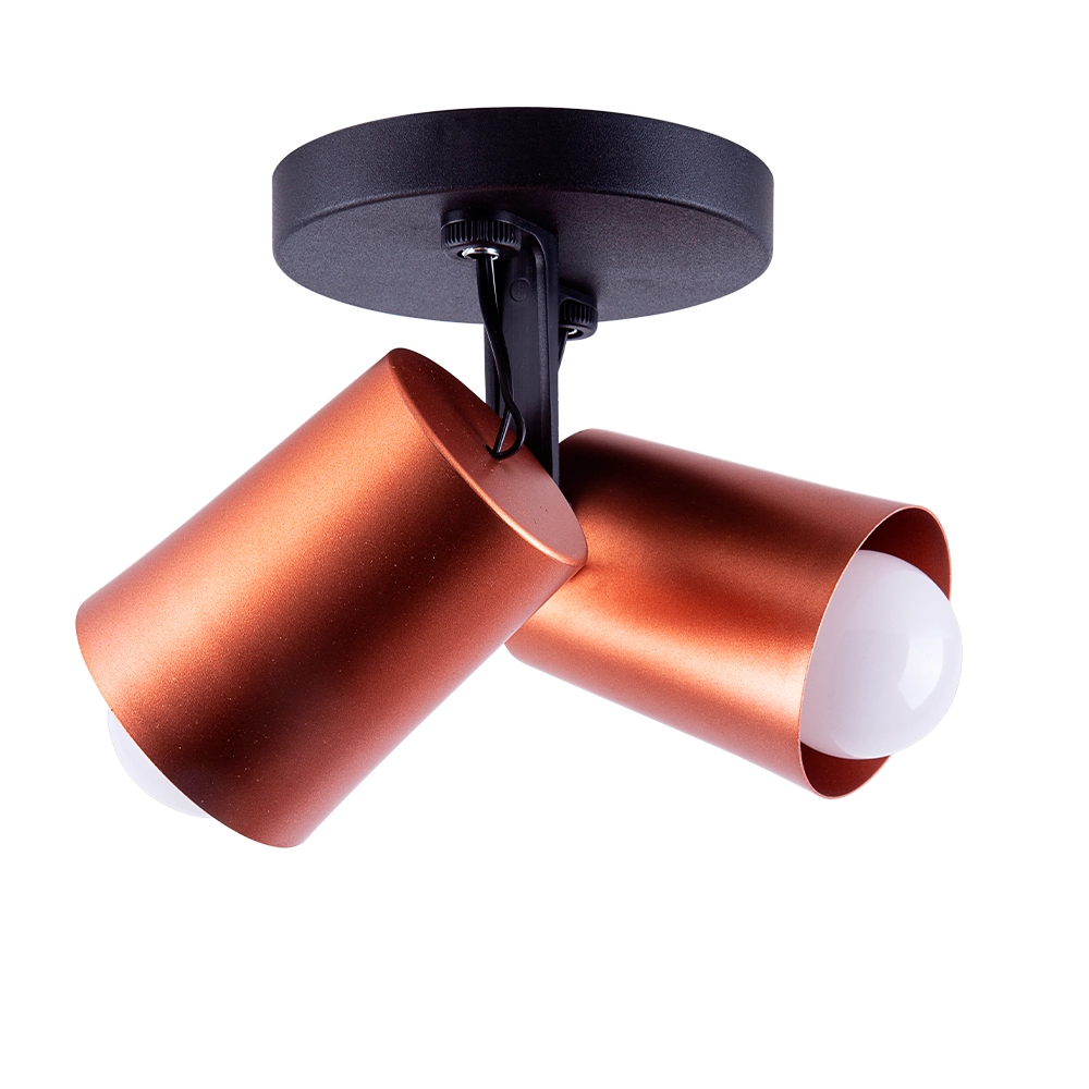 Spot De Sobrepor Moderno Direcionável Fokus 2 Lâmpadas E27 Bivolt Cobre 110v/220v