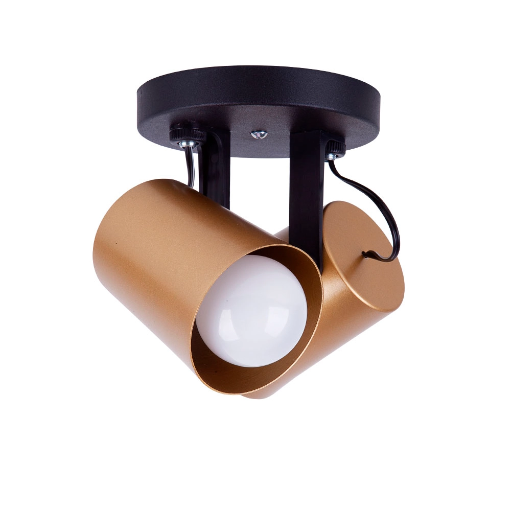 Spot De Sobrepor Moderno Direcionável Fokus 2 Lâmpadas E27 Bivolt Dourado 110v/220v