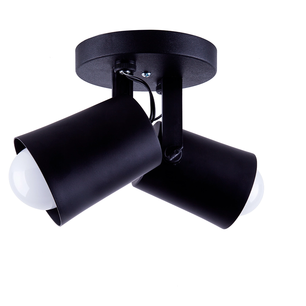 Spot De Sobrepor Moderno Direcionável Fokus 2 Lâmpadas E27 Bivolt Preto 110v/220v