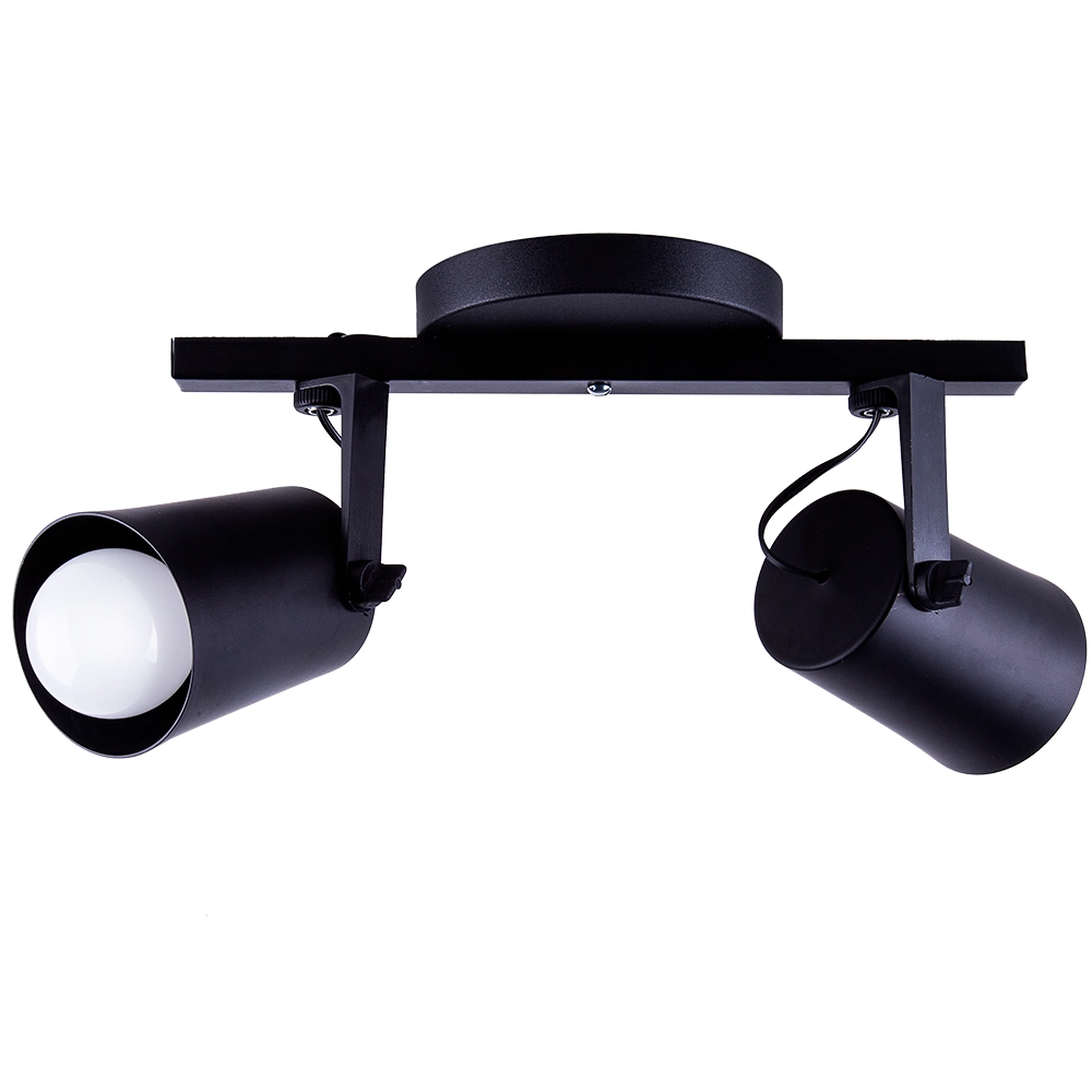Spot Trilho De Sobrepor Moderno Direcionável Fokus 2 Lâmpadas E27 Bivolt Preto 110v/220v