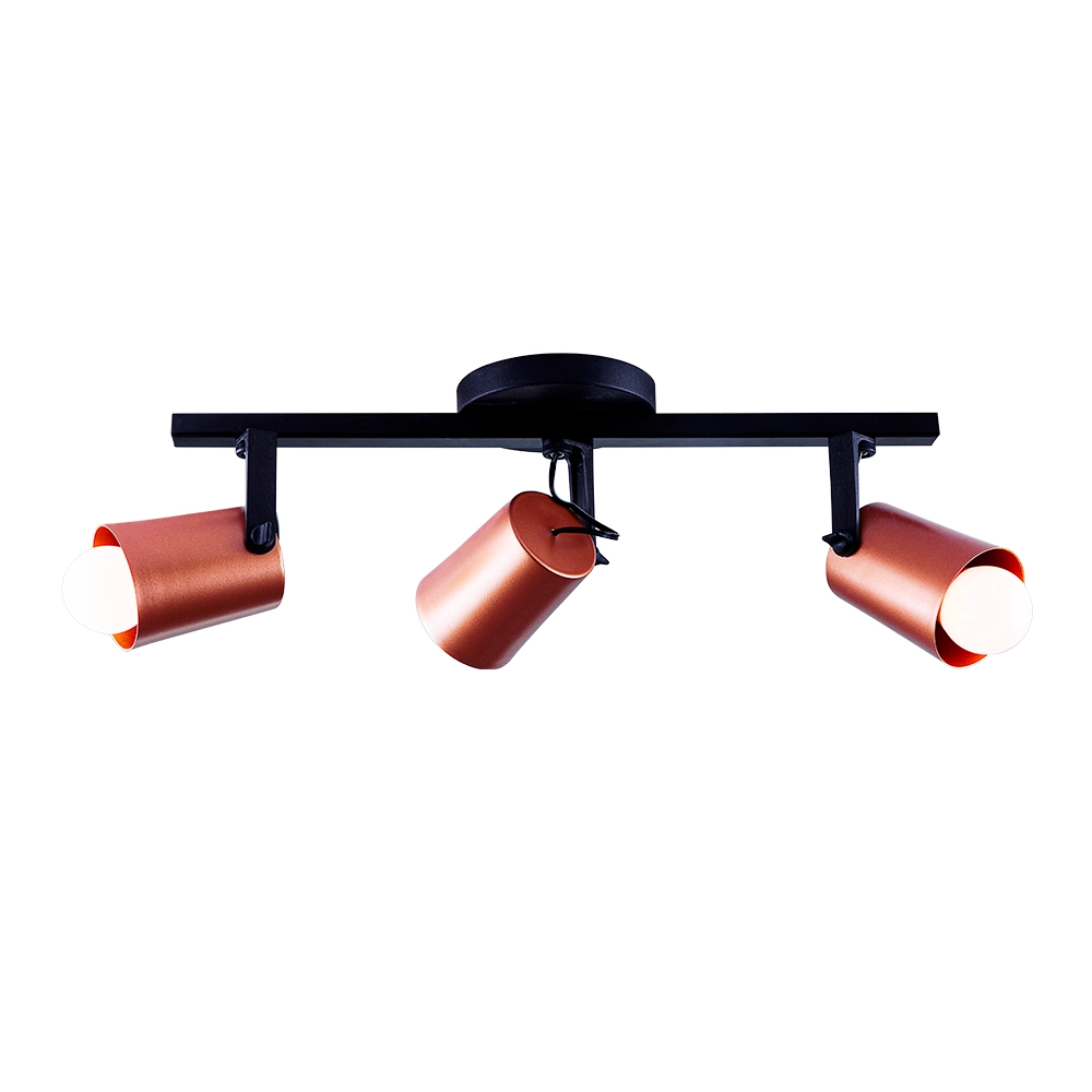 Spot Trilho De Sobrepor Moderno Direcionável Fokus 3 Lâmpadas E27 Bivolt Cobre 110v/220v