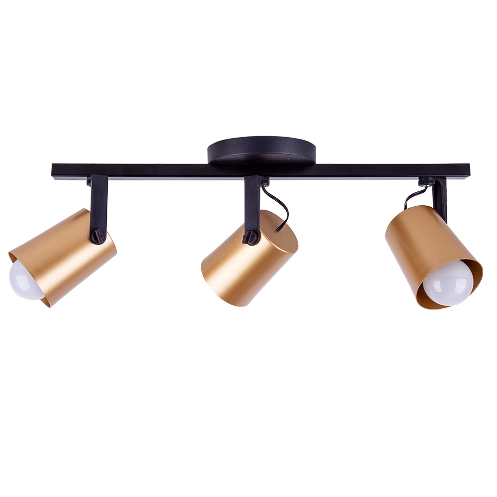 Spot Trilho De Sobrepor Moderno Direcionável Fokus 3 Lâmpadas E27 Bivolt Dourado 110v/220v