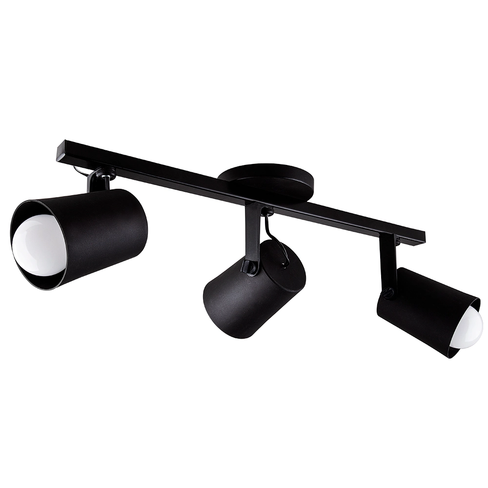 Spot Trilho De Sobrepor Moderno Direcionável Fokus 3 Lâmpadas E27 Bivolt Preto 110v/220v