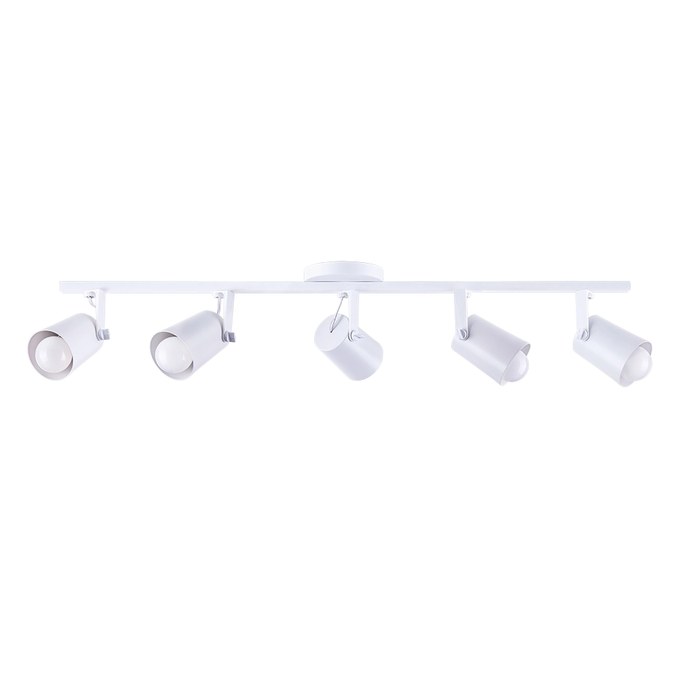 Spot Trilho De Sobrepor Moderno Direcionável Fokus 5 Lâmpadas E27 Bivolt Branco 110v/220v