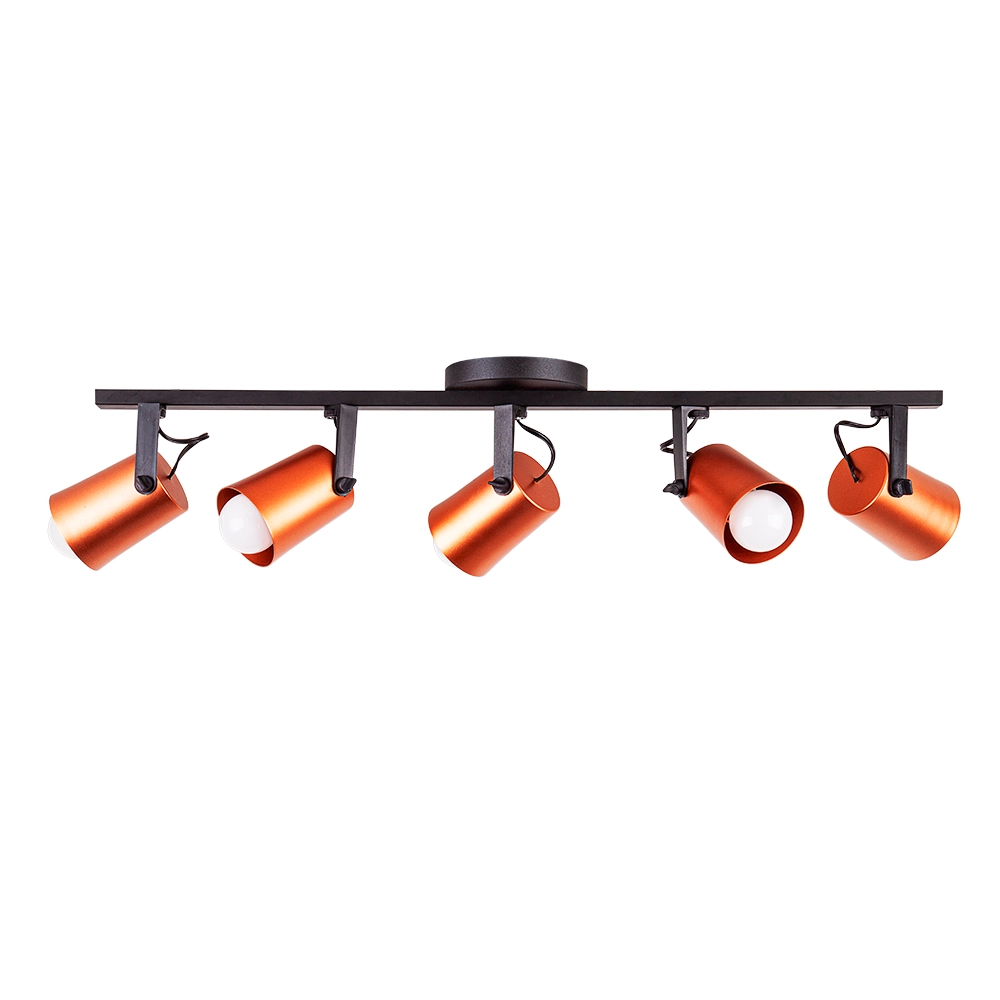 Spot Trilho De Sobrepor Moderno Direcionável Fokus 5 Lâmpadas E27 Bivolt Cobre 110v/220v
