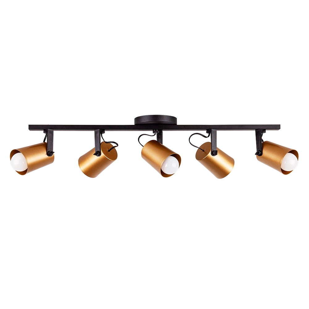 Spot Trilho De Sobrepor Moderno Direcionável Fokus 5 Lâmpadas E27 Bivolt Dourado 110v/220v