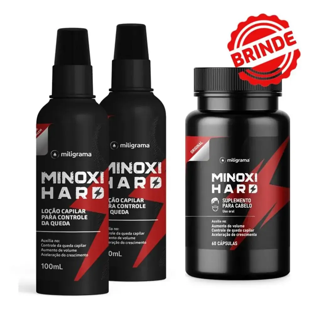 Compre 2 Minoxihard Loção Capilar e Ganhe 1 Minoxihard Oral Capilar