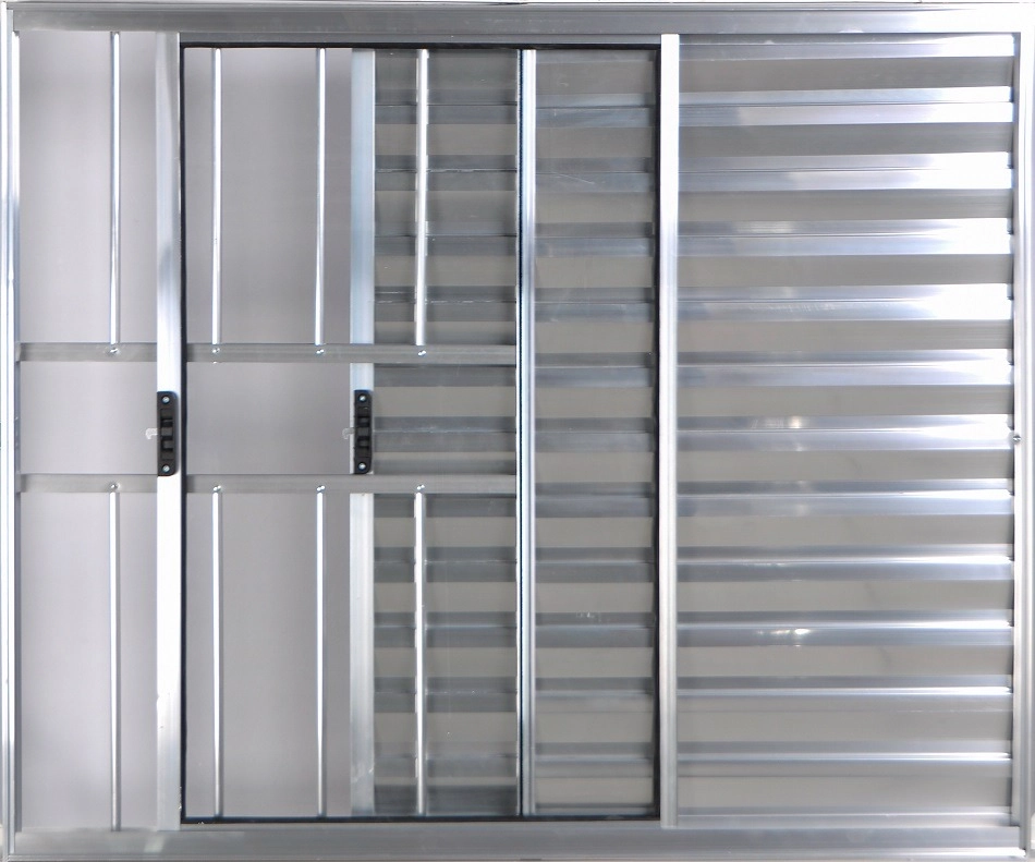 Janela Veneziana 3 Folhas 1,00(a) X 1,50(l) Com Grade Aluminio Brilhante