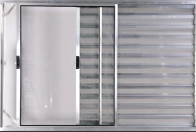 Janela Veneziana 3 Folhas 1,00(a) X 1,00(l) Sem Grade Aluminio Brilhante