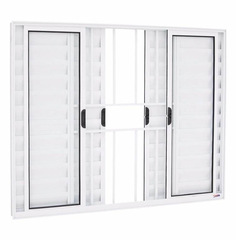 Janela Veneziana 6 Folhas 1,00(a) X 2,00(l) Com Grade Aluminio Branco