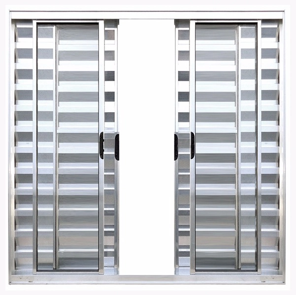 Janela Veneziana 6 Folhas 1,00(a) X 1,00(l) Sem Grade Aluminio Brilhante