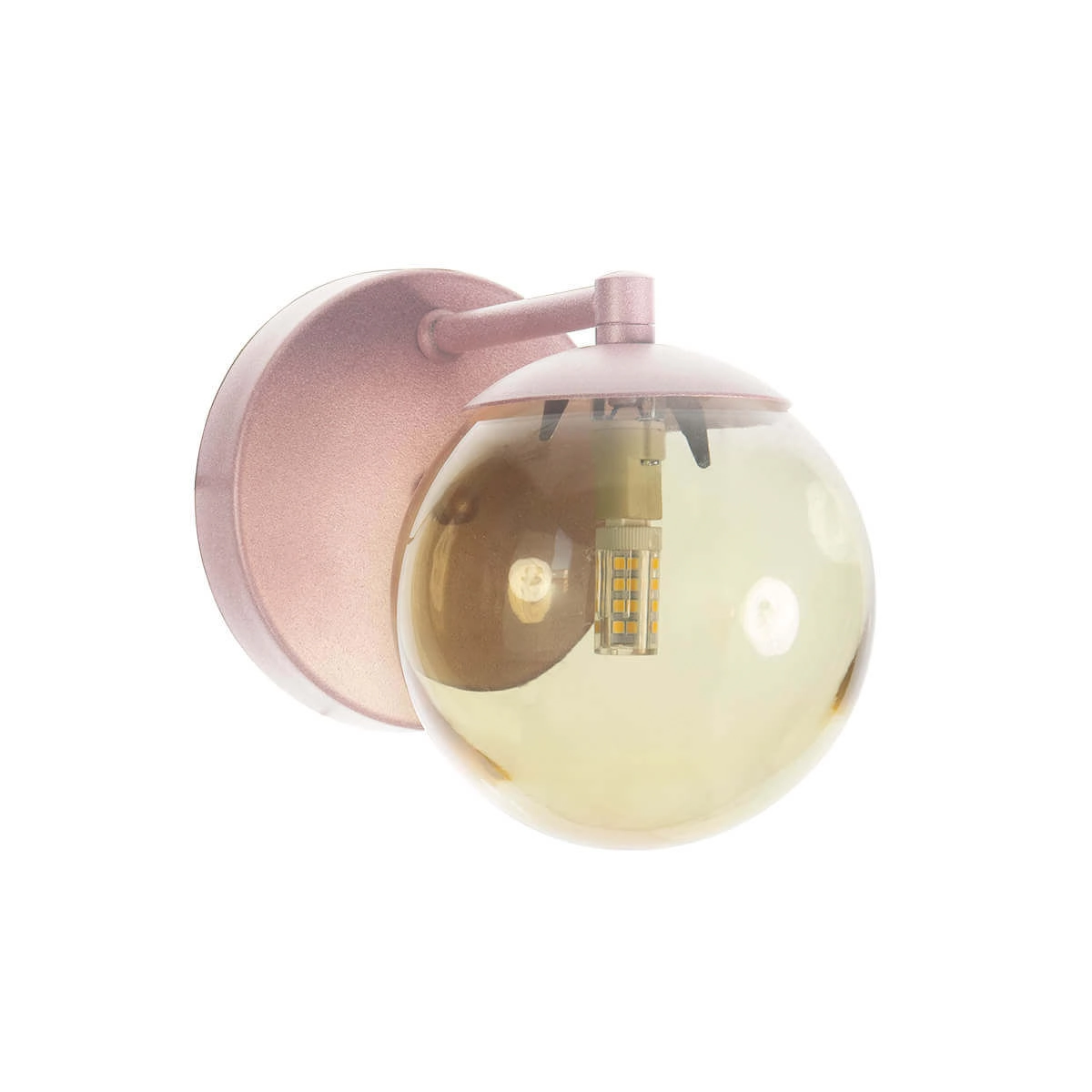 Arandela Figo Rosé Globo Esfera De Vidro Âmbar