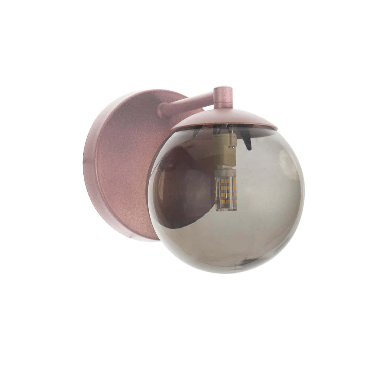 Arandela Figo Rosé Globo Esfera De Vidro Fumê