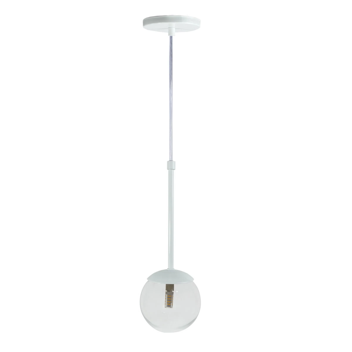 Pendente Globo Esfera De Vidro 12cm - Branco - Vidro Cristal