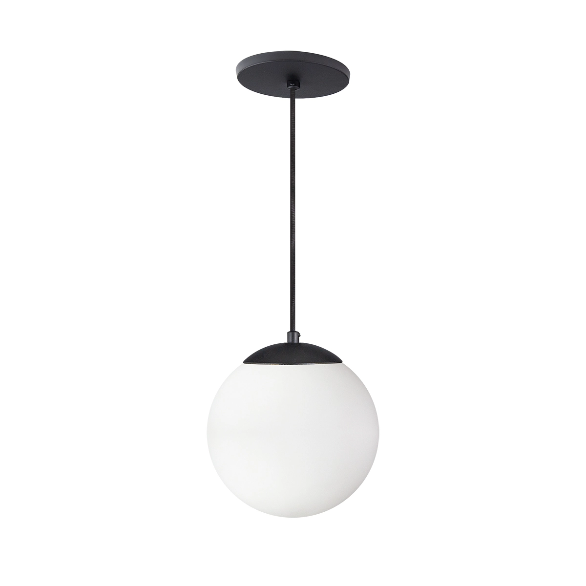 Pendente Globo Esfera De Vidro Branco Fosco 20cm - Preto