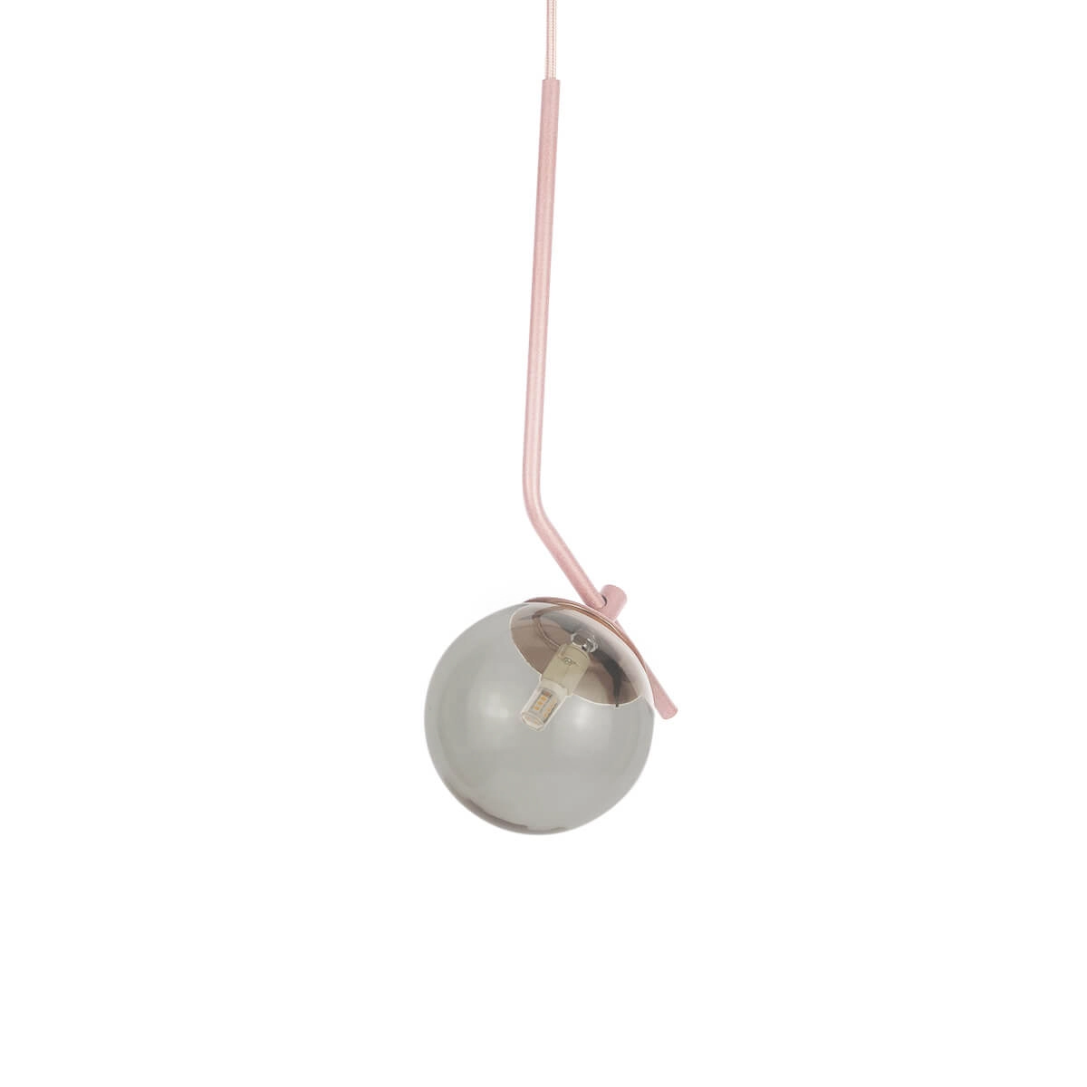 Pendente On Ly Rosé Com Globo Esfera De Vidro Fumê