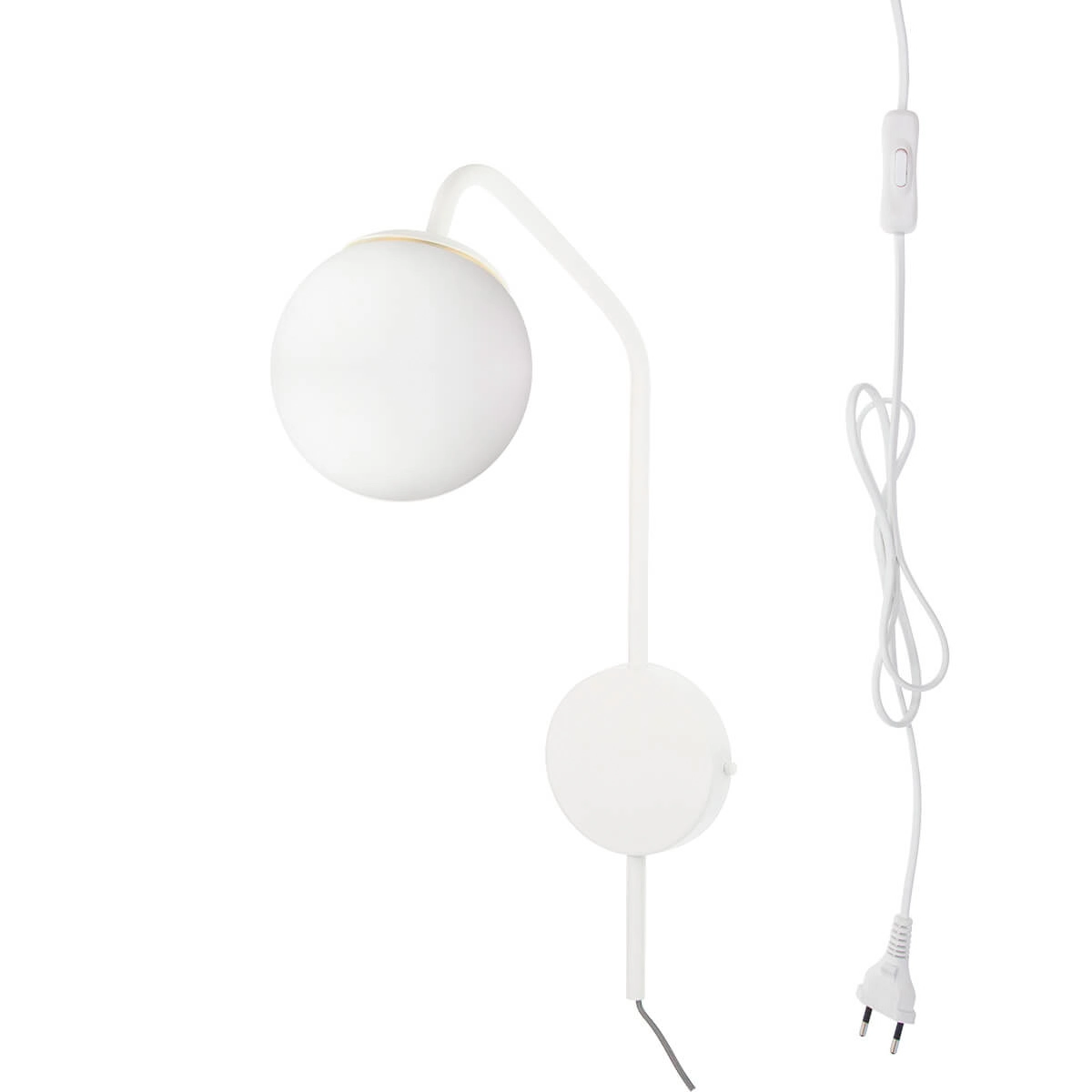 Arandela New Figo Branco C/ Plug E Interruptor - Vidro Branco