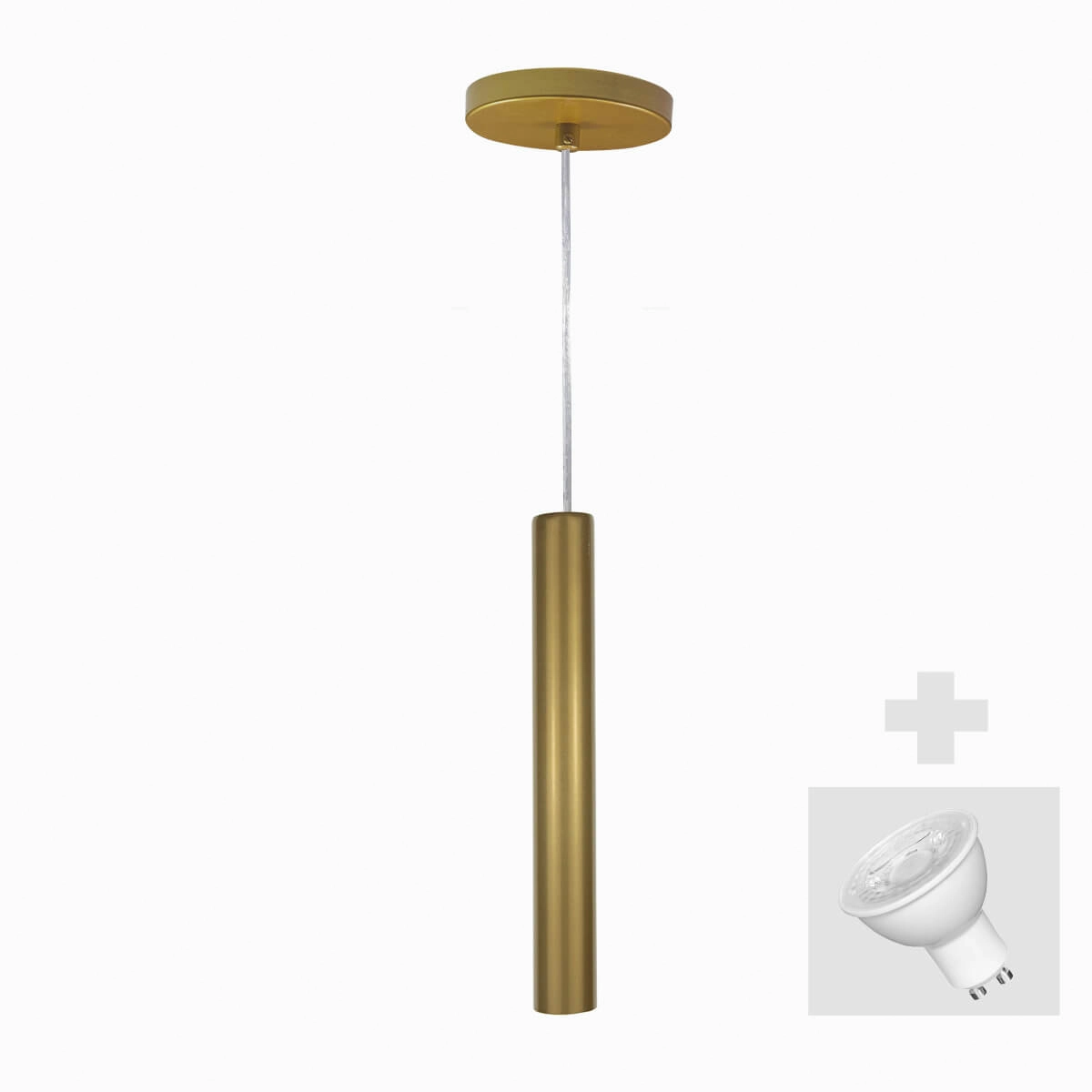 Pendente Tubo Palito 30cm - Ouro + Lampada Led 4w