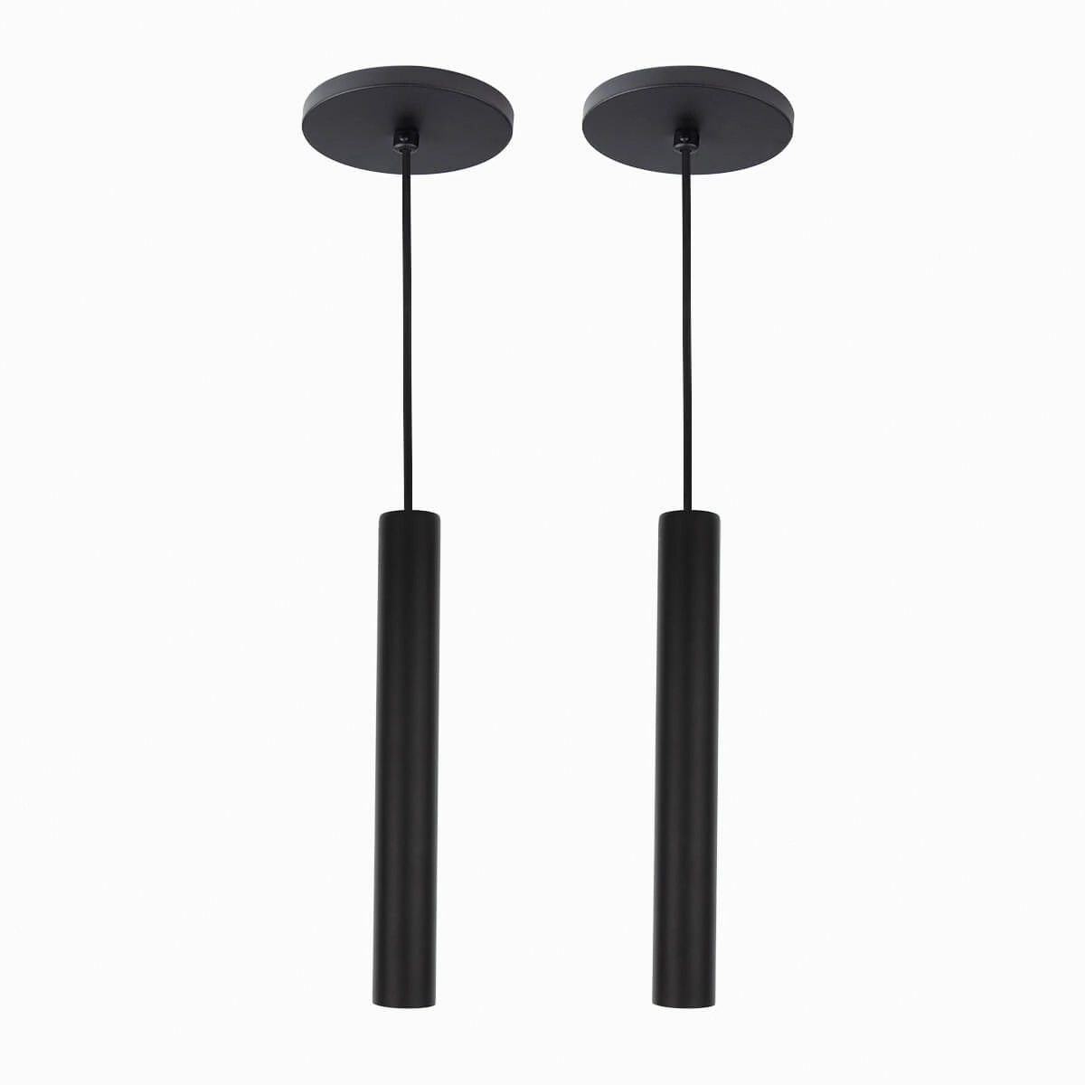 Kit 2 Pendente Tubo Palito Moderno 30cm - Preto