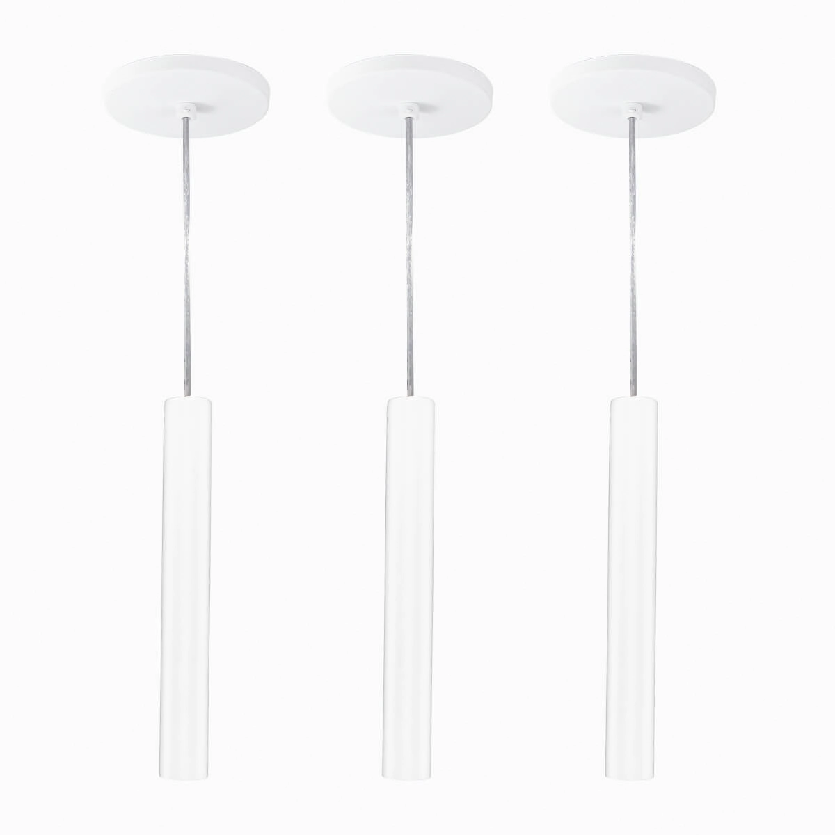 Kit 3 Pendente Tubo Palito Moderno 30cm - Branco
